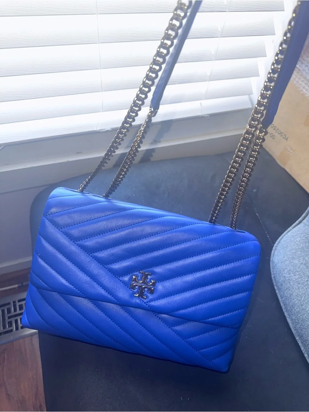 Tory Burch Kira Chevron Leather Crossbody/Shoulder Bag - (Unique) Nautical Blue